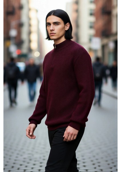 Erkeklerin Soğuk Havalar Için Ideal Regular Kalıp Akrilik Düz Triko Fermuarlı Kazak Kaliteli modelleri