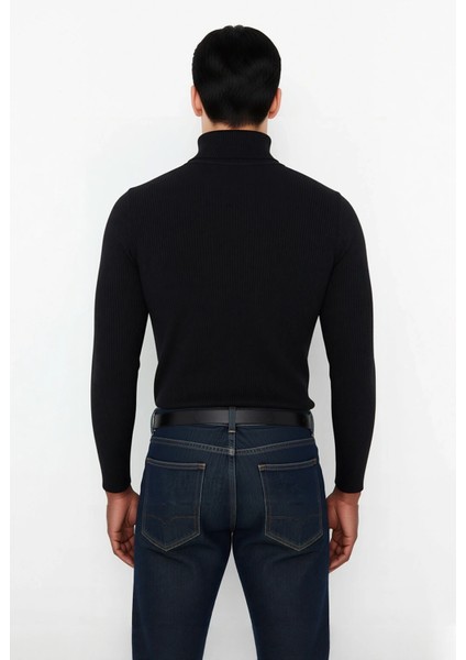 Erkek Fitted Balıkçı Yaka Fitilli Uzun Kollu Kazak Günlük Şıklığı ve Kış Konforunu Birleştirir fiyatları