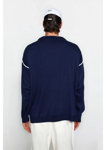 Erkek Triko Bisiklet Yaka Oversize Kazak Akrilik Materyal Biye Detaylı Kışlık Konforlu Şıklık fiyatları