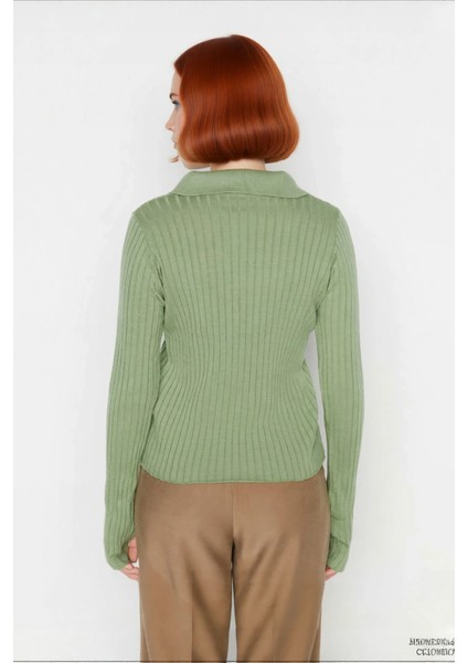 Kadınlar Için Uzun Kollu Regular Fitilli Triko Kazak Polo Yaka Detaylı Kışlık Şık Görünüm Kaliteli modelleri