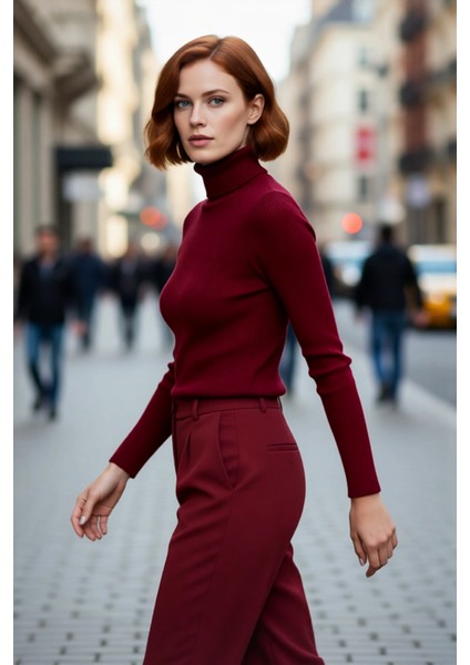 Kadın Basic Balıkçı Yaka Fitted Triko Kazak Akrilik Kumaşıyla Kış Kombinlerinin Vazgeçilmezi fırsatları