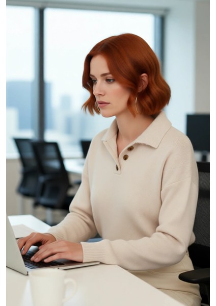 Kadın Selanik Dokuma Düşük Kol Oversize Triko Kazak Kışlık Basic Koleksiyonun Rahat Parçası