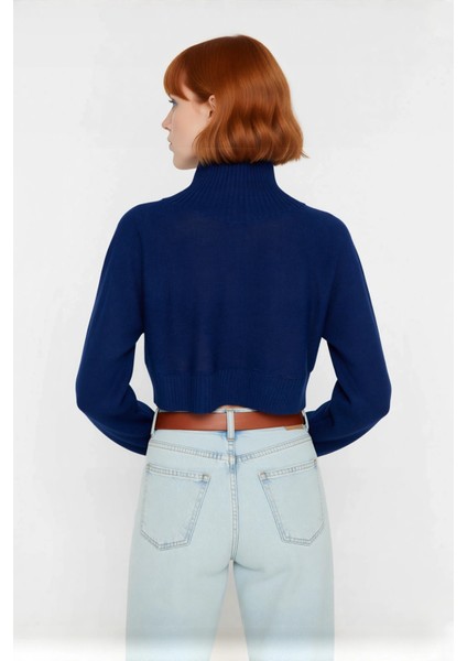 Kadın Ekru Oversize Süper Crop Dik Yaka Triko Kazak Düşük Kol Kışlık Güncel Moda Trendi Kaliteli modelleri