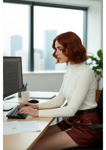 Kadın Basic Balıkçı Yaka Fitted Triko Kazak Akrilik Kumaşıyla Kış Kombinlerinin Vazgeçilmezi