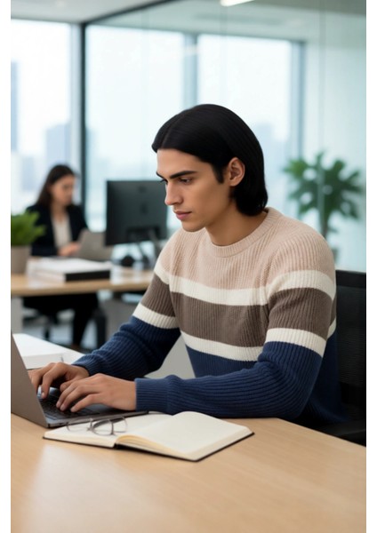 Erkek Casual Ortamlar Için Fitted Kalıp Kalın Kışlık Bisiklet Yaka Triko Kazak Modeli. Kaliteli