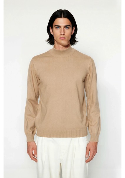 Soğuk Havaların Vazgeçilmezi Erkek Regular Fit Triko Kazak Dik Yaka Konforlu Düz Tasarım Kaliteli