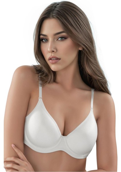 9405 Kadın Toparlayıcı Sütyen Fanetta Taşlı Soft Cup – Siyah / Beyaz, B Kap, 80-85-90-95