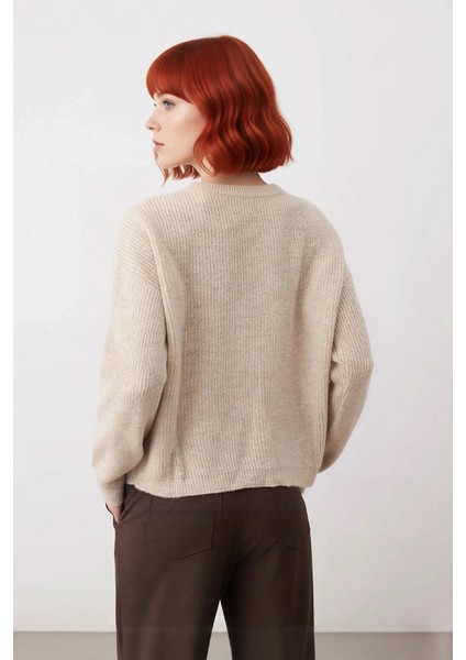 Kadın Oversize Basic Dokulu Uzun Kollu Fermuarlı Dik Yaka Selanik Örgü Triko Kazak Kaliteli fiyatları