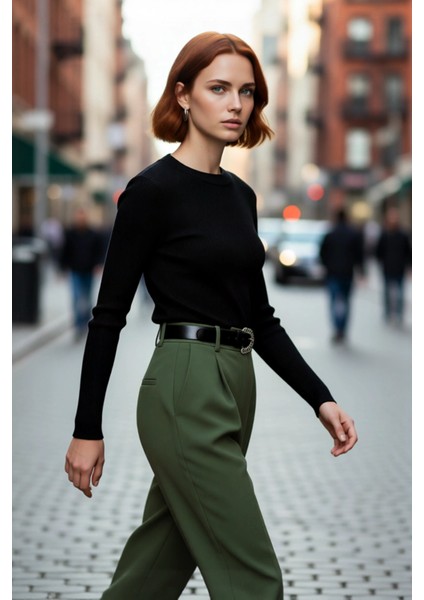 Kadın Fitted Bisiklet Yaka Triko Kazak Uzun Kollu Düz Desen Akrilik Ramadan Koleksiyonu Kaliteli fırsatları