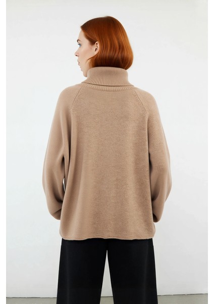 Kadın Balıkçı Yaka Oversize Reglan Kol Triko Kazak Günlük Kullanım Için Sıcak Tutan Rahat Bir Stil modelleri