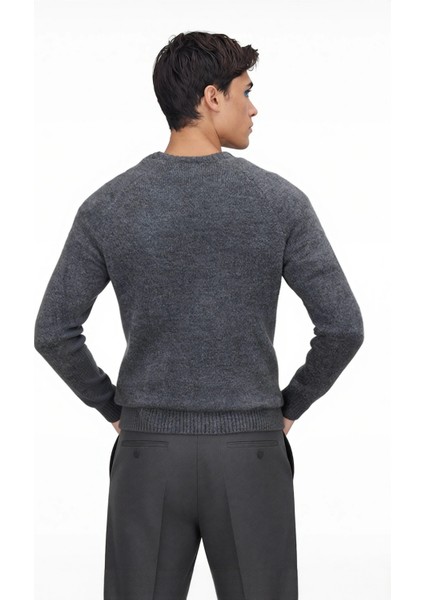 Erkek Bisiklet Yaka Antrasit Triko Kazak Saç Örgü Desenli Slim Kalıp Kışlık Şıklık Sunar Kaliteli modelleri