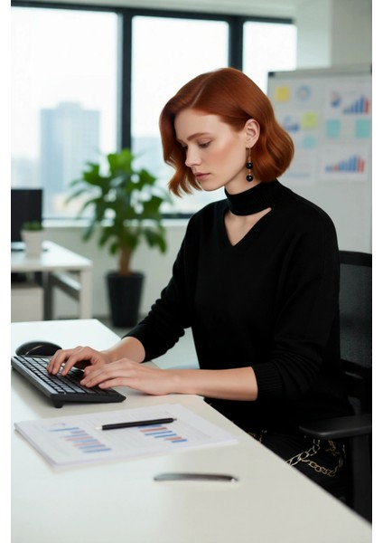 Kadın Basic Regular Kalıp Siyah Choker Yaka Akrilik Triko Kazak Günlük Tarzınızı Tamamlıyor