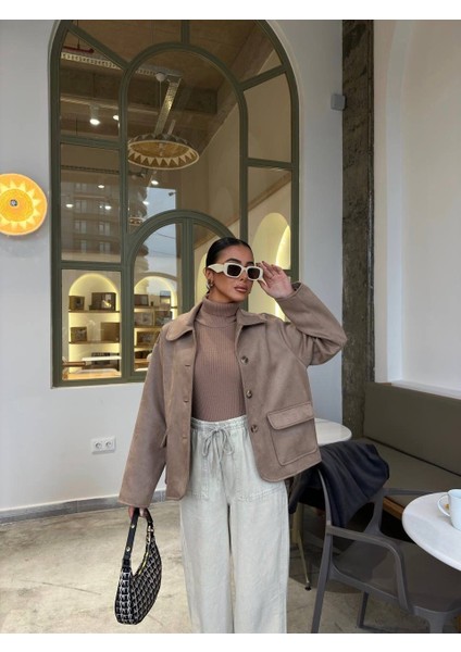 Stra Lacivert Ithal Süet Düğmeli Ceket