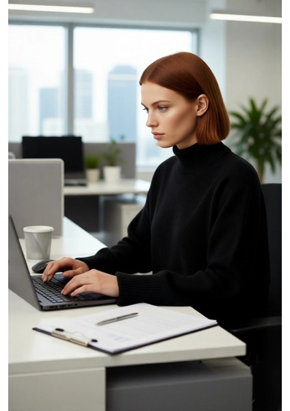 Kadın Oversize Dik Yaka Kışlık Triko Kazak Düz Düşük Kol Modern ve Şık Günlük Kombinler Için