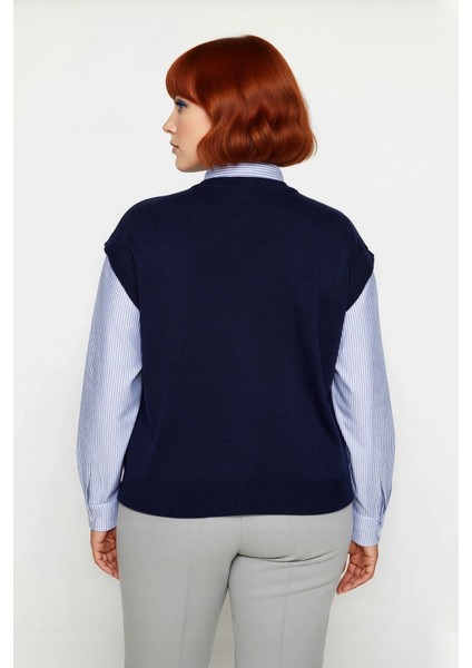 Kadın Basic Rahat Kesim Dik Yaka Triko Süveter Akrilik Materyal Kolsuz Şık Kışlık Giyim Tarzı modelleri