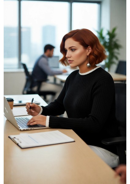 Kadın Basic Siluet Ince Akrilik Dokuma Fitilli Dik Yaka Triko Kazak Standart Uzun Kollu Model