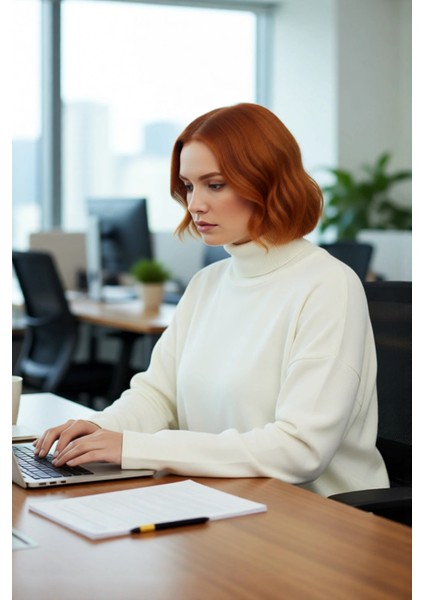 Kadın Düz Relaxed Kalıp Balıkçı Yaka Düşük Kol Triko Kazak Kış Kombinlerine Konfor Katıyor