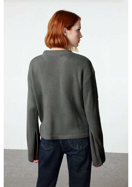 Kadın Oversize Akrilik Triko Kazak Geniş Ispanyol Kol Detaylı Bisiklet Yaka Günlük Konfor Kaliteli modelleri