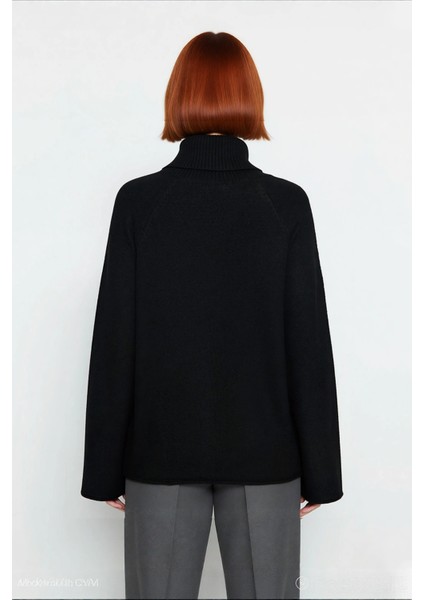 Kadın Balıkçı Yaka Oversize Reglan Kol Triko Kazak Günlük Kullanım Için Sıcak Tutan Rahat Bir Stil modelleri