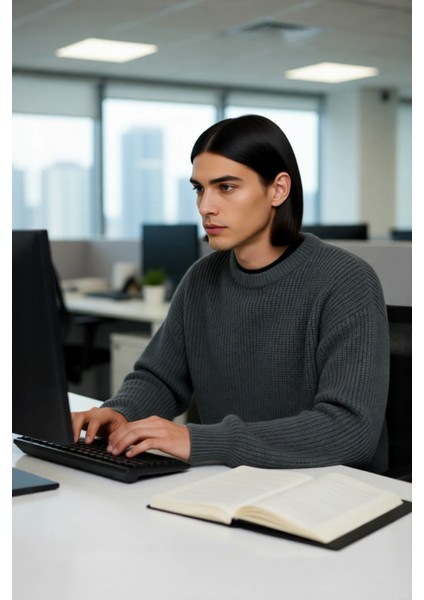 Soğuk Kış Günleri Için Erkek Oversize Kalıp Bisiklet Yaka Rahat Triko Kazak Basic Stil Kaliteli fırsatları