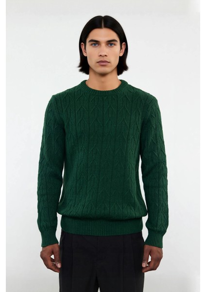 Erkek Regular Kalıp Bisiklet Yaka Dokulu Triko Kazak Soğuk Havalarda Sıcak Tutan Şıklık Kaliteli