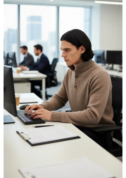 Erkek Gri Kalın Triko Düğmeli Dik Yaka Kazak Casual Ortamlar Için Konforlu ve Şık Tasarım Kaliteli