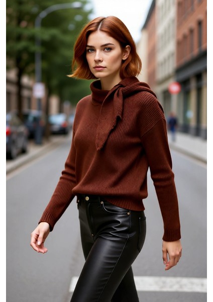 Kadın Basic Siluet Şal Yaka Uzun Kol Triko Kazak Soğuk Havalarda Cool ve Rahat Bir Görünüm fırsatları