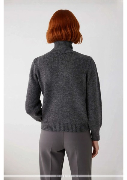 Kadın Standart Kol Regular Kalıp Orta Kalınlık Dik Yaka Fermuarlı Triko Kazak Kış Kombinleri modelleri