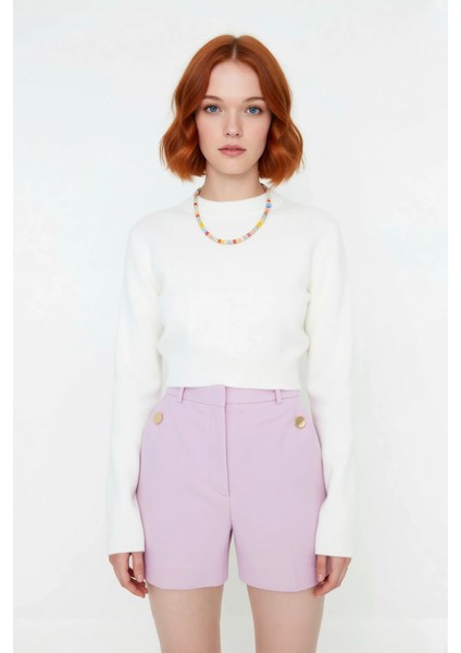 Kadın Fitted Basic Crop Akrilik Uzun Kollu Bisiklet Yaka Triko Kazak Konforlu Günlük Stil Kaliteli fiyatları