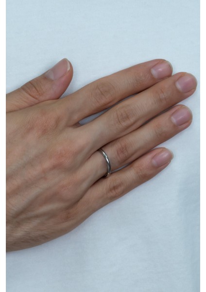 2mm Süper İnce Bombeli Parlak Erkek Kadın Çelik Alyans Yüzük cl26
