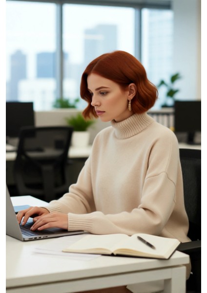 Kadın Günlük Oversize Düşük Kol Dik Yaka Uzun Triko Kazak Kışlık Şık Basic Rahatlık Sunar Kaliteli