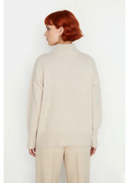 Kadın Günlük Oversize Düşük Kol Dik Yaka Uzun Triko Kazak Kışlık Şık Basic Rahatlık Sunar Kaliteli modelleri