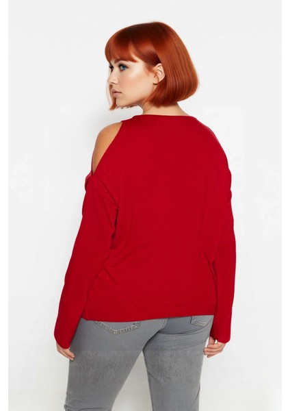 Kadın Rahat Relaxed Kalıp Dik Yaka Düşük Kollu Omzu Açık Detaylı Trend Akrilik Triko Kazak modelleri