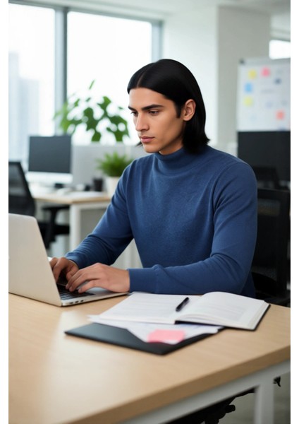 Erkek Standart Kol Fitted Kalıp Triko Kazak Günlük Giyimde Zarafet ve Şıklığı Birleştirir Kaliteli