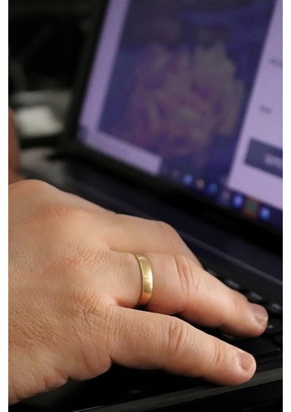 4mm Mat Bombeli Sarı Erkek Kadın Unisex Çelik Alyans Yüzük cl25