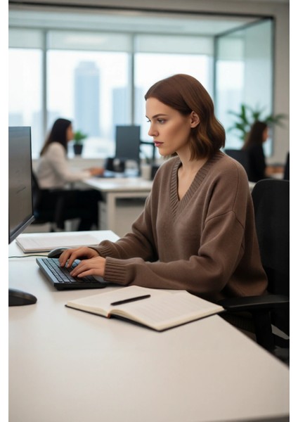 Kadın V Yaka Triko Kazak Geniş Kalıbı ve Yumuşak Dokusuyla Soğuk Havalarda Konforlu Bir Deneyim