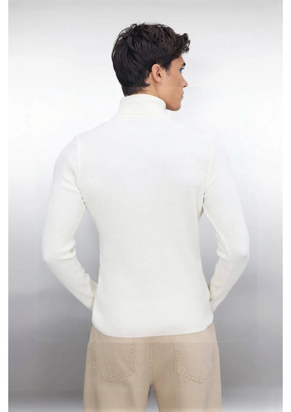 Erkek Fitted Balıkçı Yaka Fitilli Uzun Kollu Kazak Günlük Şıklığı ve Kış Konforunu Birleştirir fiyatları