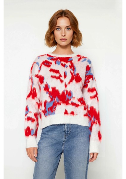 Kadın Basic Bisiklet Yaka Oversize Kalıp Batik Desenli Triko Kazak Kışlık Konfor Sunar Kaliteli fiyatları