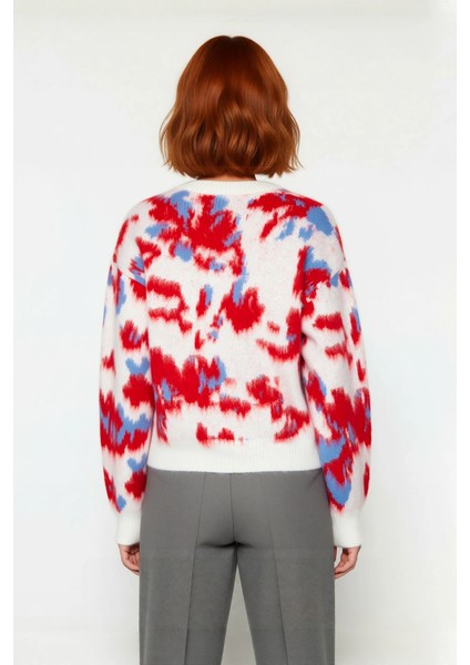 Kadın Basic Bisiklet Yaka Oversize Kalıp Batik Desenli Triko Kazak Kışlık Konfor Sunar Kaliteli modelleri