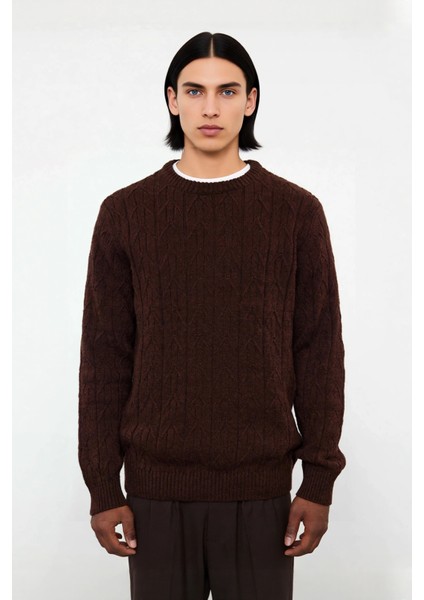 Erkek Regular Kalıp Bisiklet Yaka Dokulu Triko Kazak Casual Günlük Stilinize Rahat Dokunuş fiyatları