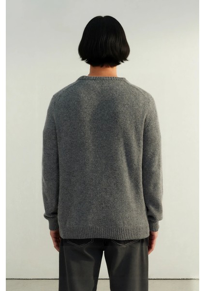 Erkek Regular Kesim Yünlü Bisiklet Yaka Uzun Kollu Bordo Düz Triko Kazak Günlük Kullanım Için modelleri