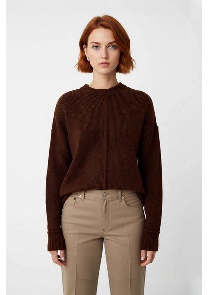 Kadın Soğuk Havaların Kurtarıcısı Oversize Kalın Düz Desen Triko Kazak Düşük Kol Gri Kaliteli fiyatları