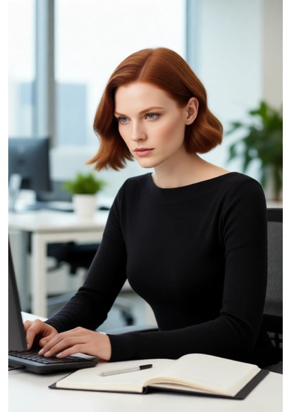 Kadın Düz Siyah Fitted Triko Kazak Kayık Yaka Detayıyla Şık Bir Temel Parça Günlük Stile Zarafet