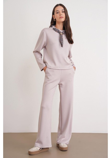 2026 Kadın Fular Detaylı Modal Alt Üst Eşofman Takım Bej fiyatları