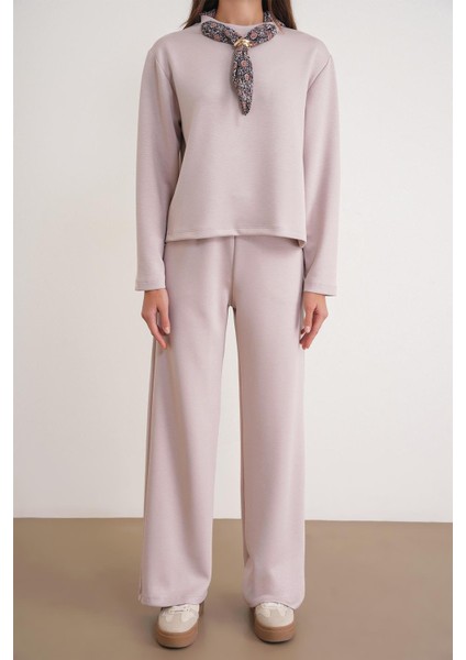 2026 Kadın Fular Detaylı Modal Alt Üst Eşofman Takım Bej fırsatları