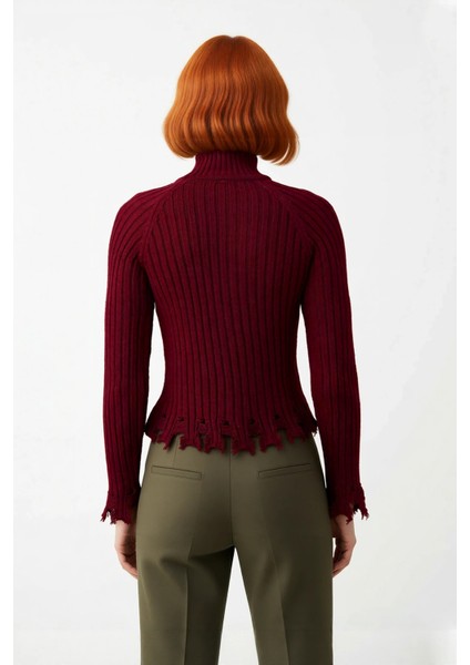 Kadın Şık Fitted Crop Uzun Reglan Kollu Dik Yaka Fitilli Triko Kazak Kış Günleri Için Ideal Model modelleri