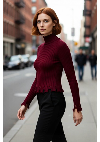 Kadın Şık Fitted Crop Uzun Reglan Kollu Dik Yaka Fitilli Triko Kazak Kış Günleri Için Ideal Model fırsatları