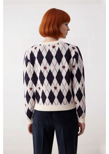 Kadın Kalın Dokulu Regular Kalıp Baklava Desenli Triko Kazak Günlük Şıklık ve Konfor Için Kaliteli modelleri