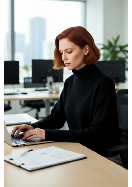 Kadın Crop Boy Oversize Triko Kazak Dik Yaka Standart Kol Düz Desen Yumuşak Dokulu Kış Gardırobu