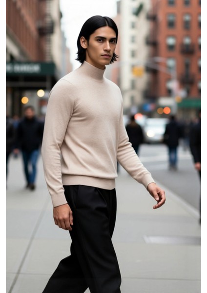 Erkek Slim Fit Dik Yaka Basic Triko Kazak Soğuk Havalarda Konforlu ve Rahat Bir Tarz Sunar modelleri